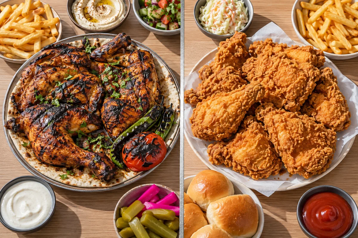 Editorial illustration for Charcoal Chicken vs Broasted Chicken